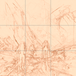 Sepia sketch with grid