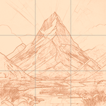 Sepia sketch with grid