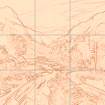 Sepia sketch with grid