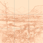 Sepia sketch with grid