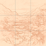 Sepia sketch with grid