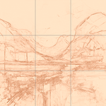 Sepia sketch with grid