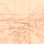 Sepia sketch with grid