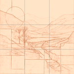 Sepia sketch with grid