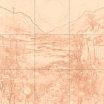 Sepia sketch with grid