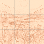 Sepia sketch with grid