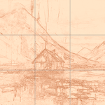 Sepia sketch with grid