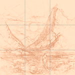 Sepia sketch with grid