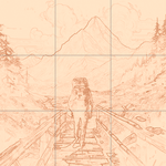 Sepia sketch with grid