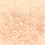 Sepia sketch with grid