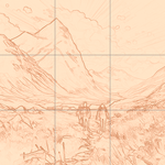 Sepia sketch with grid