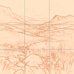 Sepia sketch with grid