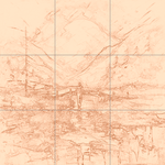 Sepia sketch with grid