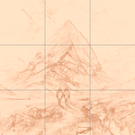 Sepia sketch with grid