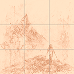 Sepia sketch with grid