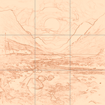 Sepia sketch with grid