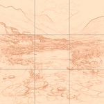 Sepia sketch with grid