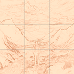 Sepia sketch with grid