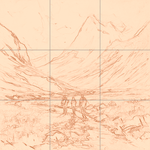 Sepia sketch with grid