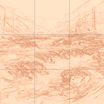 Sepia sketch with grid