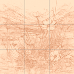 Sepia sketch with grid