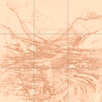 Sepia sketch with grid