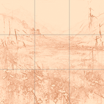 Sepia sketch with grid