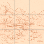 Sepia sketch with grid