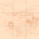 Sepia sketch with grid