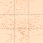 Sepia sketch with grid