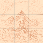 Sepia sketch with grid