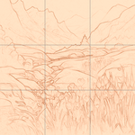 Sepia sketch with grid