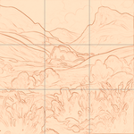 Sepia sketch with grid