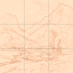 Sepia sketch with grid