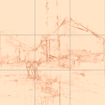 Sepia sketch with grid