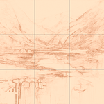 Sepia sketch with grid