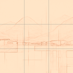 Sepia sketch with grid