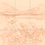 Sepia sketch with grid