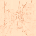 Sepia sketch with grid