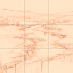 Sepia sketch with grid