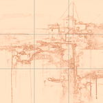 Sepia sketch with grid