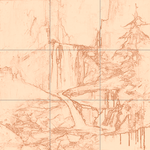 Sepia sketch with grid