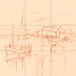 Sepia sketch with grid