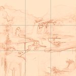 Sepia sketch with grid