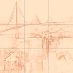 Sepia sketch with grid