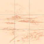 Sepia sketch with grid