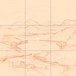 Sepia sketch with grid