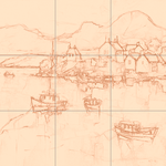 Sepia sketch with grid