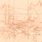 Sepia sketch with grid