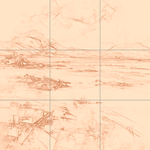 Sepia sketch with grid